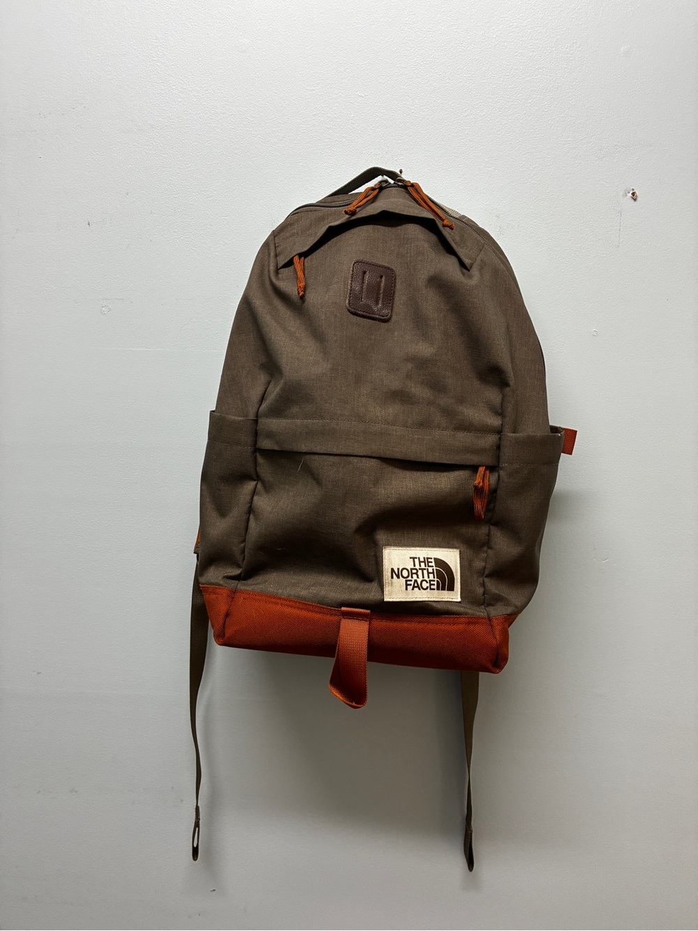 The North Face Olive Green & Rust Backpack